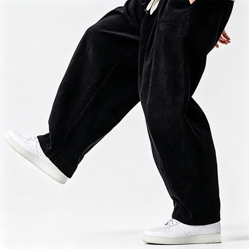 Buddha Stones Pantaloni lunghi da uomo a tinta unita, stile vintage, con coulisse, per autunno/inverno, modello affusolato con tasca. - image 18