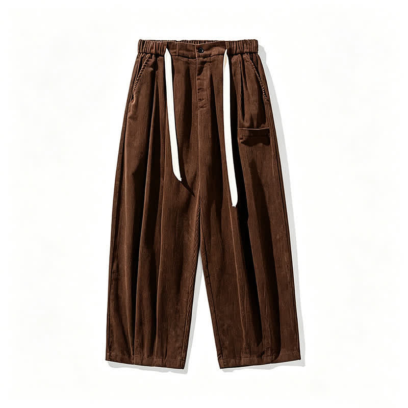 Buddha Stones Pantaloni lunghi da uomo a tinta unita, stile vintage, con coulisse, per autunno/inverno, modello affusolato con tasca. - image 6