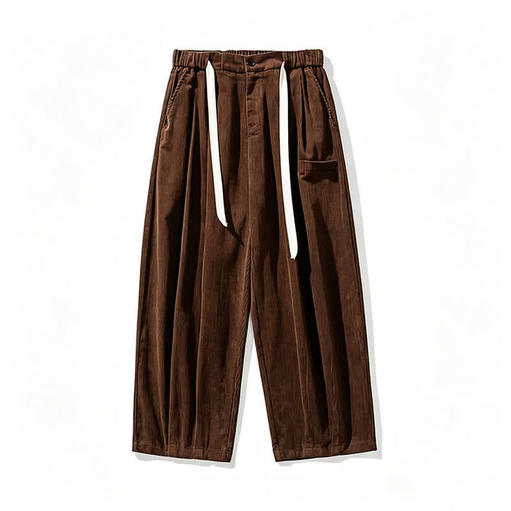 Buddha Stones Pantaloni lunghi da uomo a tinta unita, stile vintage, con coulisse, per autunno/inverno, modello affusolato con tasca. - image 6