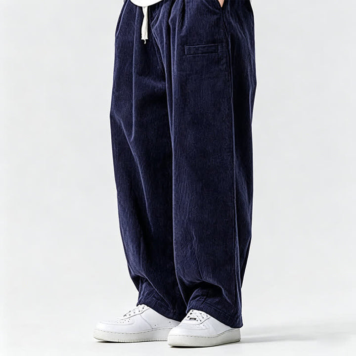 Buddha Stones Pantaloni lunghi da uomo a tinta unita, stile vintage, con coulisse, per autunno/inverno, modello affusolato con tasca. - image 9