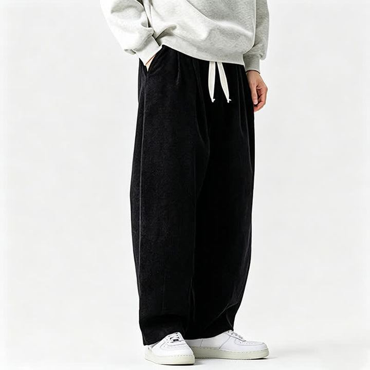 Buddha Stones Pantaloni lunghi da uomo a tinta unita, stile vintage, con coulisse, per autunno/inverno, modello affusolato con tasca. - image 16