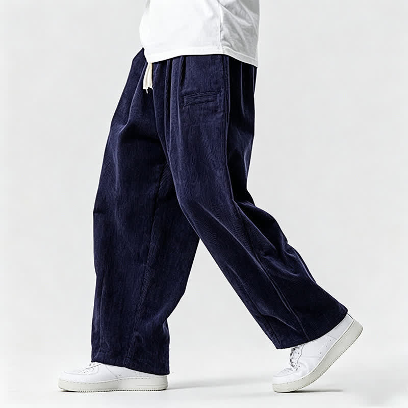 Buddha Stones Pantaloni lunghi da uomo a tinta unita, stile vintage, con coulisse, per autunno/inverno, modello affusolato con tasca. - image 10