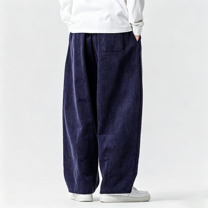 Buddha Stones Pantaloni lunghi da uomo a tinta unita, stile vintage, con coulisse, per autunno/inverno, modello affusolato con tasca. - image 13