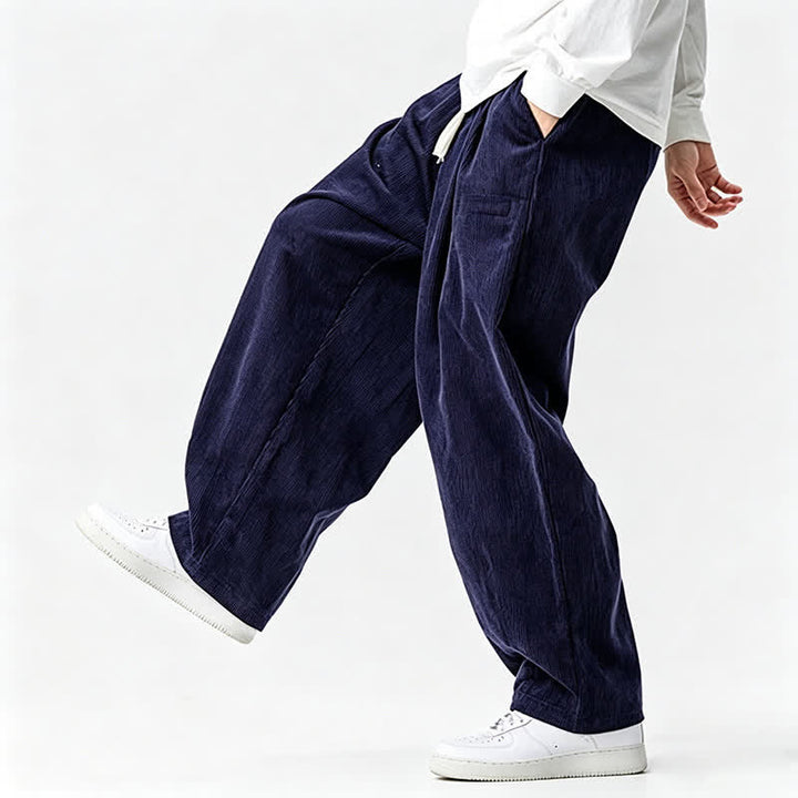 Buddha Stones Pantaloni lunghi da uomo a tinta unita, stile vintage, con coulisse, per autunno/inverno, modello affusolato con tasca. - image 12