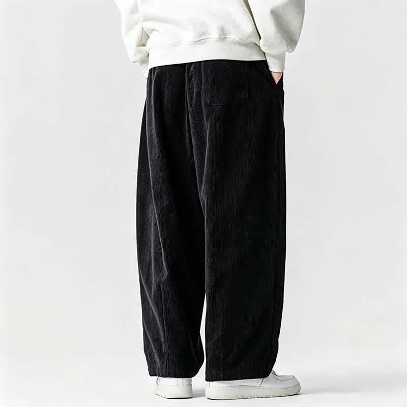 Buddha Stones Pantaloni lunghi da uomo a tinta unita, stile vintage, con coulisse, per autunno/inverno, modello affusolato con tasca. - image 19