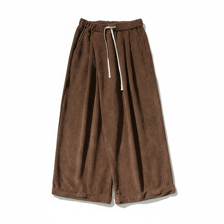 Buddha Stones Pantaloni lunghi da uomo in velluto a coste tinta unita, casual, con coulisse, per autunno/inverno, a gamba larga e con tasca. - image 10
