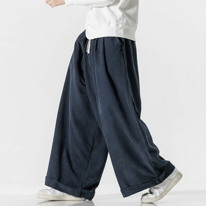 Buddha Stones Pantaloni lunghi da uomo in velluto a coste tinta unita, casual, con coulisse, per autunno/inverno, a gamba larga e con tasca. - image 13