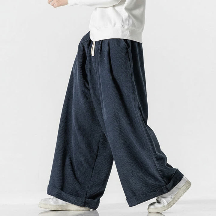 Buddha Stones Pantaloni lunghi da uomo in velluto a coste tinta unita, casual, con coulisse, per autunno/inverno, a gamba larga e con tasca. - image 13
