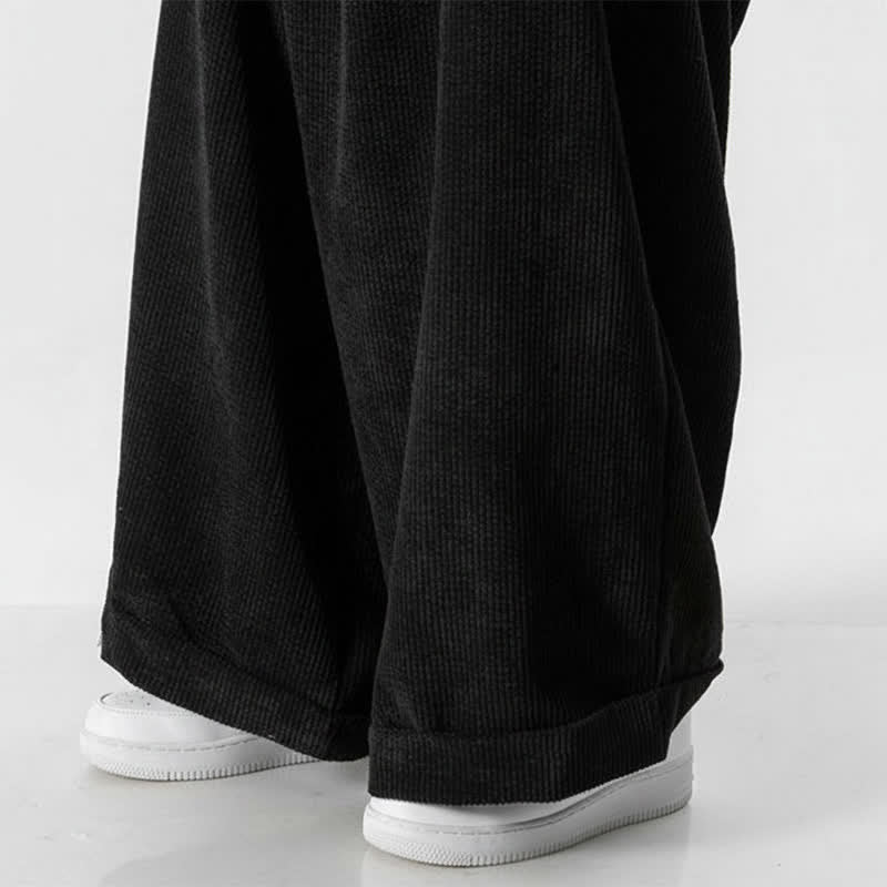 Buddha Stones Pantaloni lunghi da uomo in velluto a coste tinta unita, casual, con coulisse, per autunno/inverno, a gamba larga e con tasca. - image 24