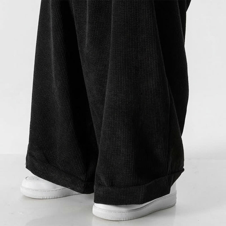 Buddha Stones Pantaloni lunghi da uomo in velluto a coste tinta unita, casual, con coulisse, per autunno/inverno, a gamba larga e con tasca. - image 24
