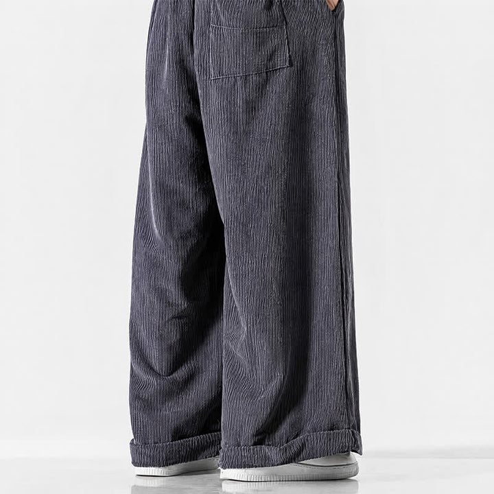 Buddha Stones Pantaloni lunghi da uomo in velluto a coste tinta unita, casual, con coulisse, per autunno/inverno, a gamba larga e con tasca. - image 5