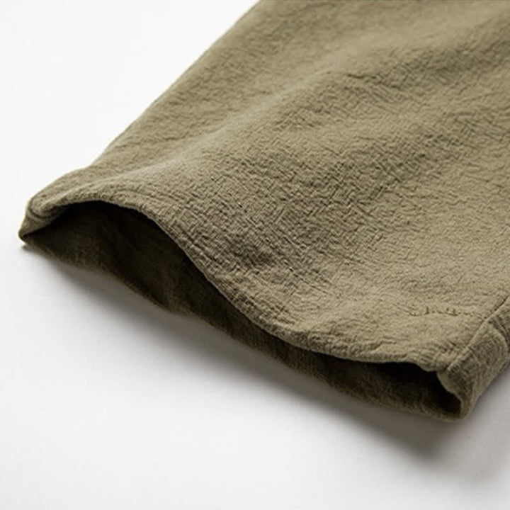 Buddha Stones Kimono da uomo in cotone tinta unita, stile Tang, minimalista, con coulisse, per primavera/autunno, con tasca. - image 8