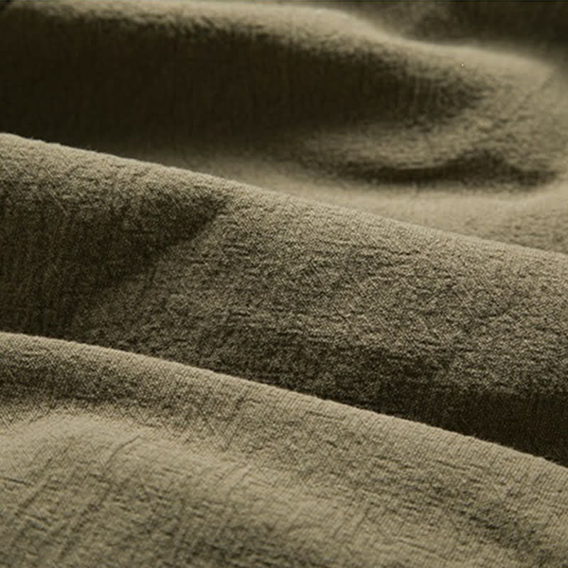 Buddha Stones Kimono da uomo in cotone tinta unita, stile Tang, minimalista, con coulisse, per primavera/autunno, con tasca. - image 11