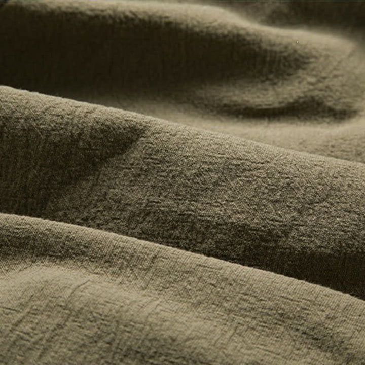 Buddha Stones Kimono da uomo in cotone tinta unita, stile Tang, minimalista, con coulisse, per primavera/autunno, con tasca. - image 11