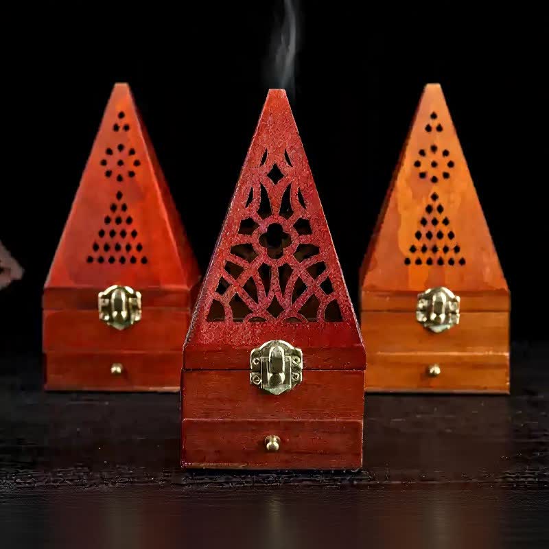 Scatola rituale quadrata in legno naturale Buddha Stones bruciatore di incenso per la purificazione. - image 14