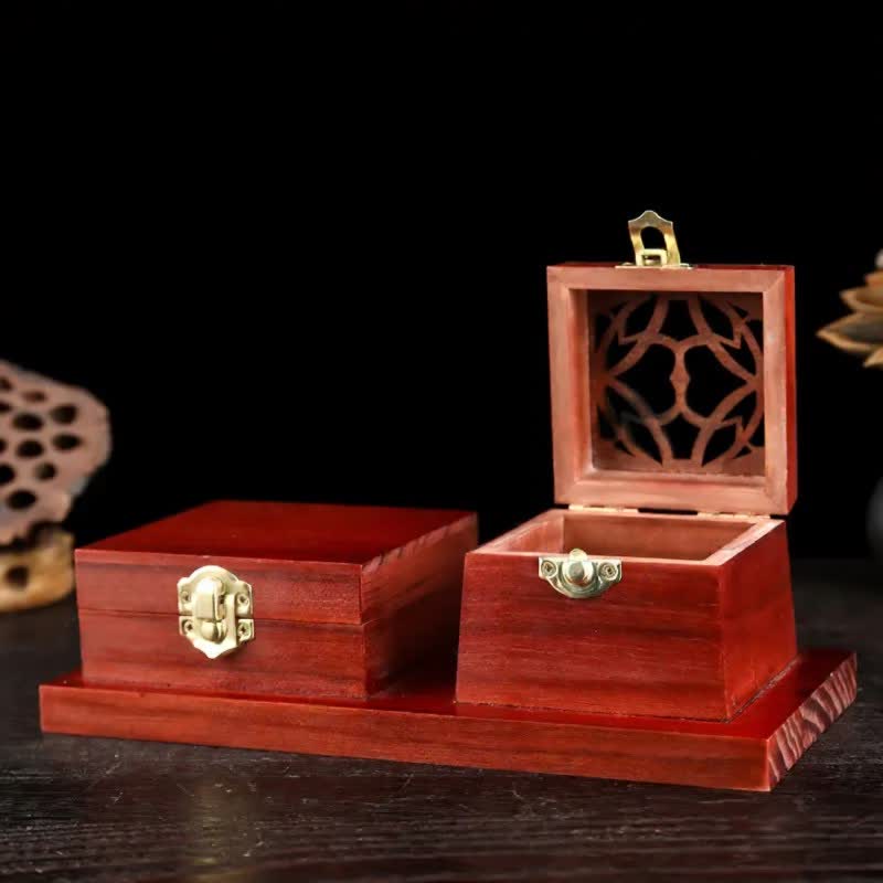 Scatola rituale quadrata in legno naturale Buddha Stones bruciatore di incenso per la purificazione. - Piazza - image 16