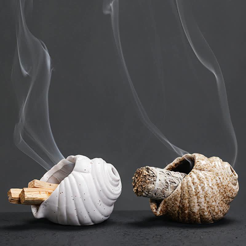 Buddha Stones Bruciatori di incenso in ceramica Shankha, conchiglia purificatrice. - image 17