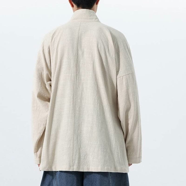 Buddha Stones Kimono da uomo in cotone tinta unita, stile semplice, con coulisse, per autunno/inverno, con tasca. - image 21