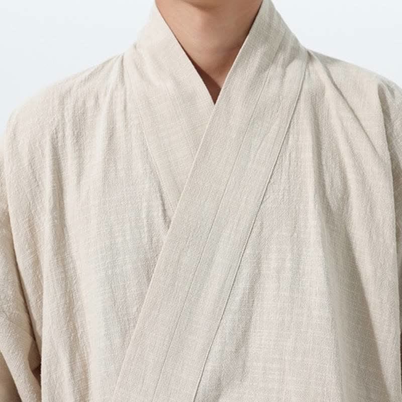 Buddha Stones Kimono da uomo in cotone tinta unita, stile semplice, con coulisse, per autunno/inverno, con tasca. - image 23