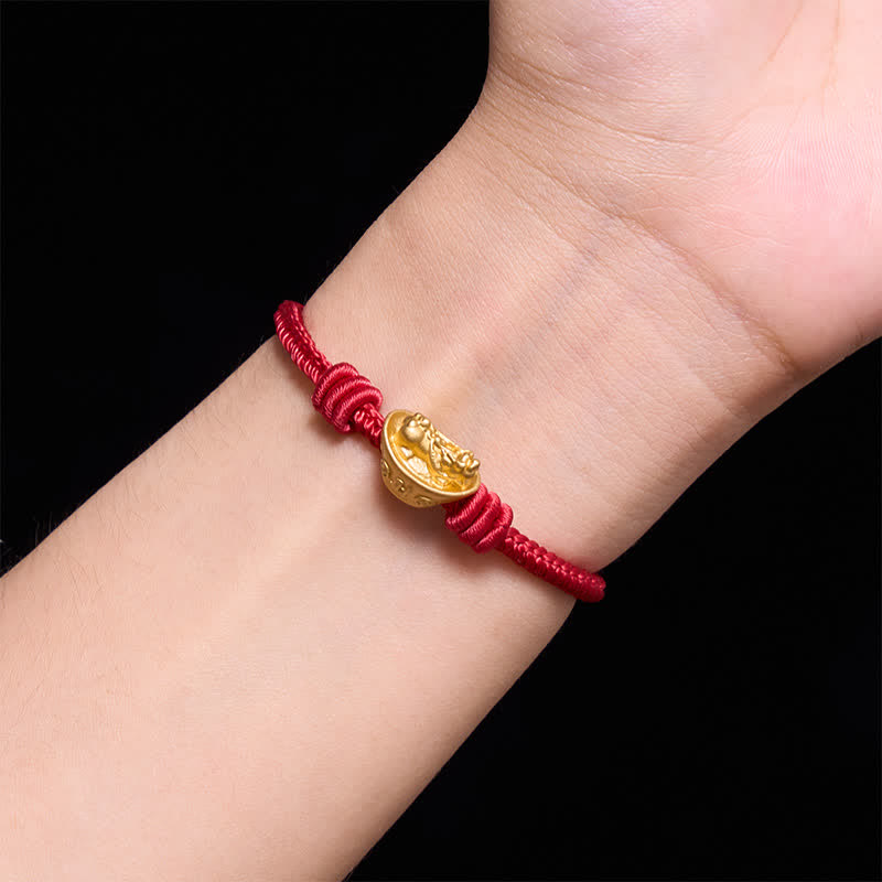 Buddha Stones Braccialetto della ricchezza con filo rosso Pi Xiu in lega - image 12