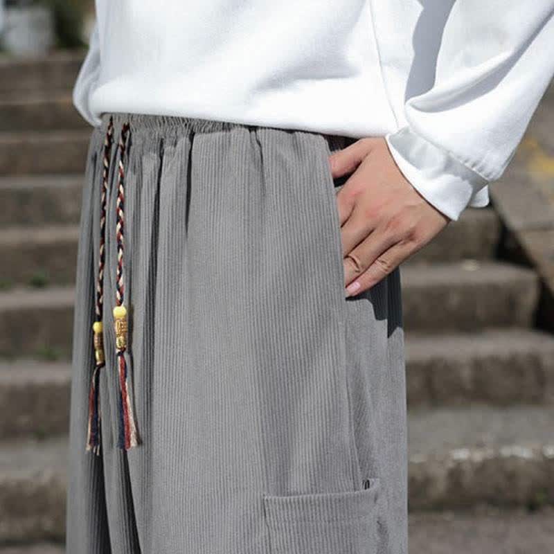 Buddha Stones Pantaloni da uomo a gamba affusolata, stile vintage, con coulisse, per autunno/inverno, modello casual vintage, con tasche. - image 25
