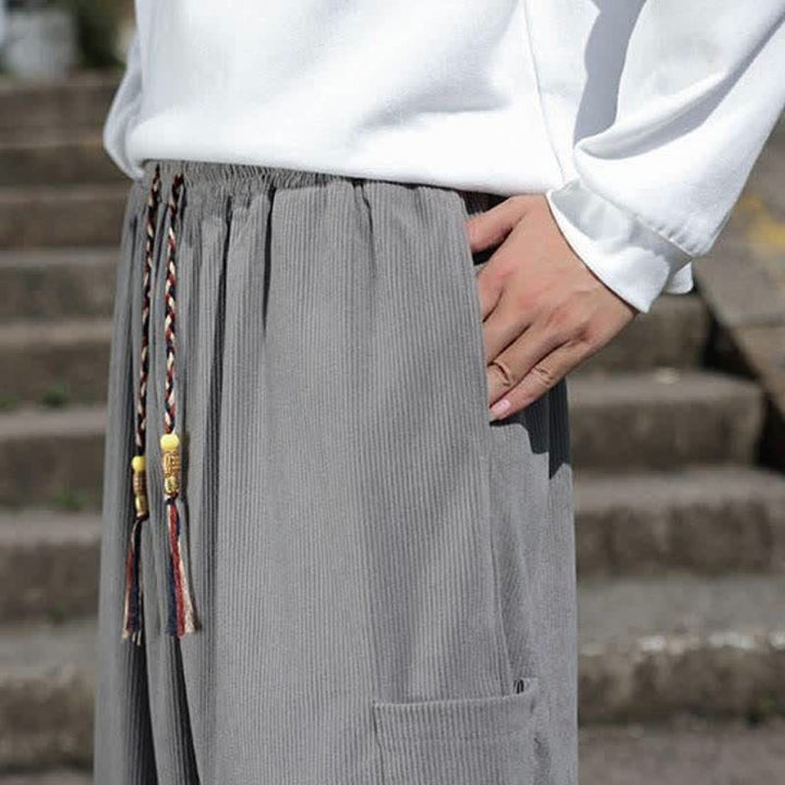 Buddha Stones Pantaloni da uomo a gamba affusolata, stile vintage, con coulisse, per autunno/inverno, modello casual vintage, con tasche. - image 25