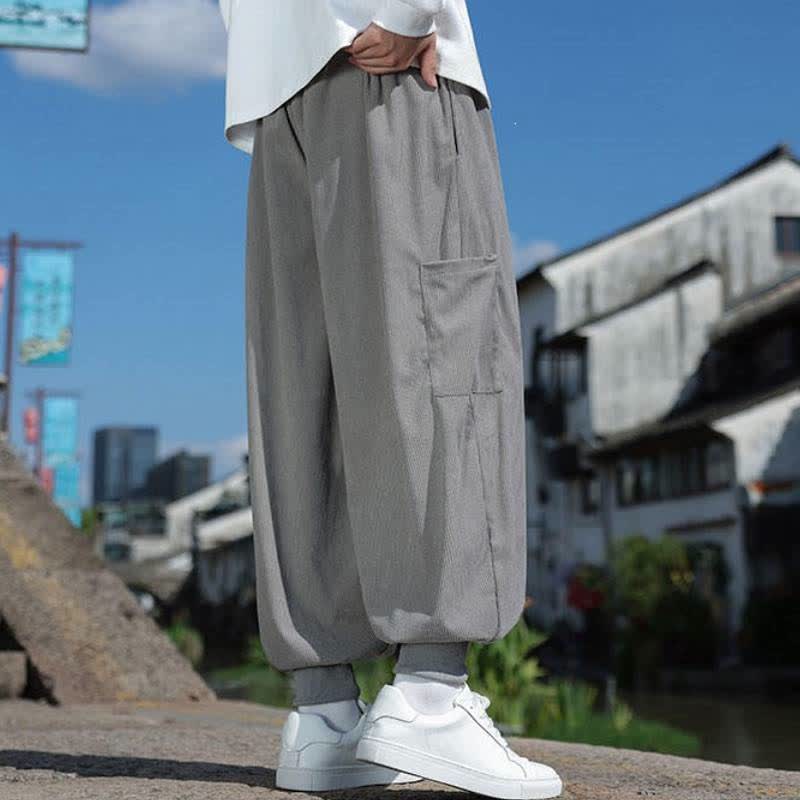Buddha Stones Pantaloni da uomo a gamba affusolata, stile vintage, con coulisse, per autunno/inverno, modello casual vintage, con tasche. - image 19