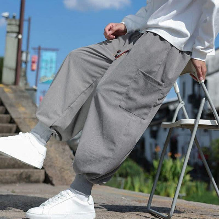 Buddha Stones Pantaloni da uomo a gamba affusolata, stile vintage, con coulisse, per autunno/inverno, modello casual vintage, con tasche. - image 23