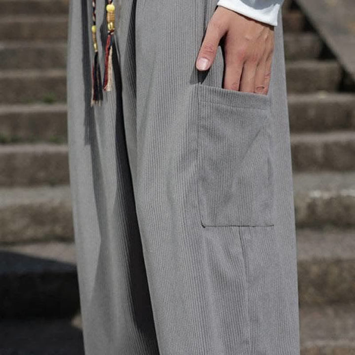 Buddha Stones Pantaloni da uomo a gamba affusolata, stile vintage, con coulisse, per autunno/inverno, modello casual vintage, con tasche. - image 26
