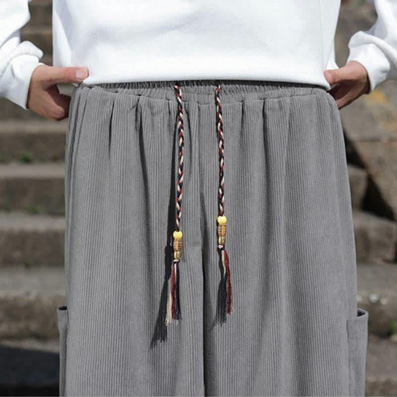 Buddha Stones Pantaloni da uomo a gamba affusolata, stile vintage, con coulisse, per autunno/inverno, modello casual vintage, con tasche. - image 24
