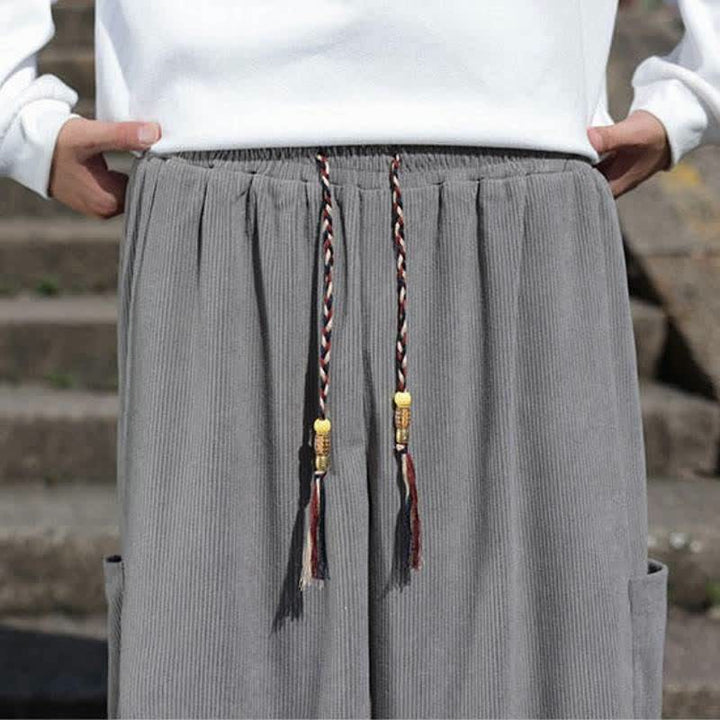 Buddha Stones Pantaloni da uomo a gamba affusolata, stile vintage, con coulisse, per autunno/inverno, modello casual vintage, con tasche. - image 24