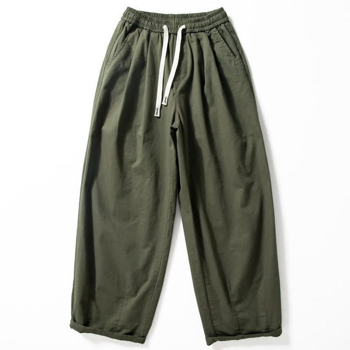 Buddha Stones Pantaloni da uomo classici primavera autunno/inverno con coulisse, gamba dritta e tasche. - Verde oliva scuro - US/UK/AU42, EU52 (3XL) - image 0