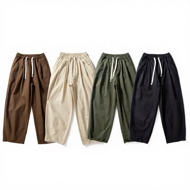Buddha Stones Pantaloni da uomo classici primavera autunno/inverno con coulisse, gamba dritta e tasche. - image 12