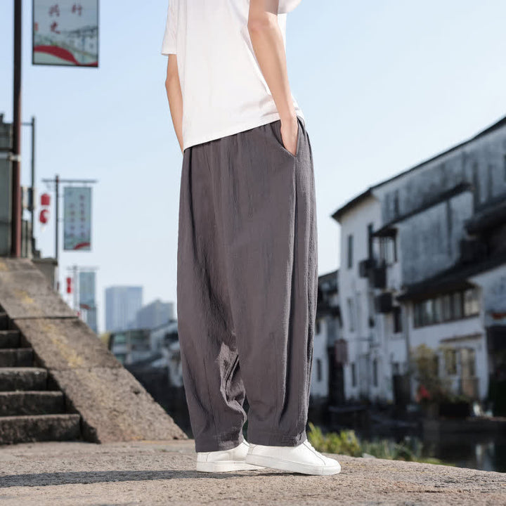 Buddha Stones Pantaloni lunghi da uomo a gamba dritta, stile retrò, casual, per primavera/autunno, con tasche. - image 4