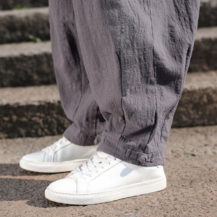 Buddha Stones Pantaloni lunghi da uomo a gamba dritta, stile retrò, casual, per primavera/autunno, con tasche. - image 10