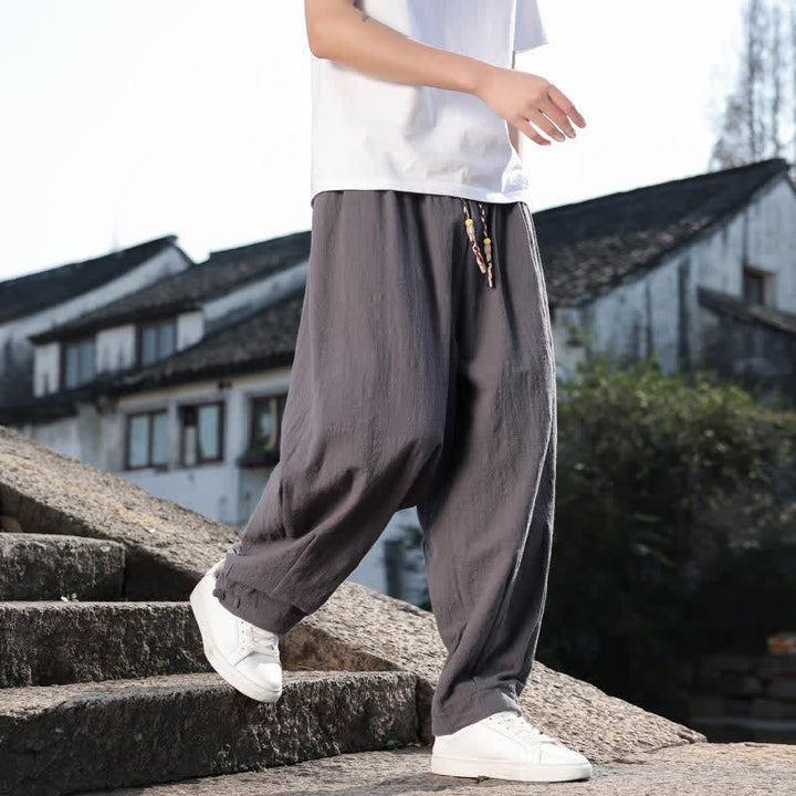 Buddha Stones Pantaloni lunghi da uomo a gamba dritta, stile retrò, casual, per primavera/autunno, con tasche. - image 3