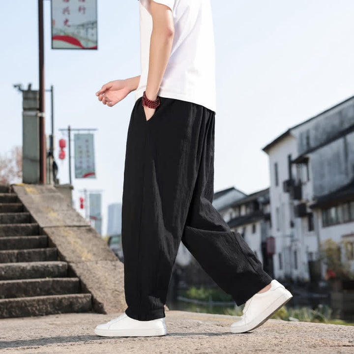 Buddha Stones Pantaloni lunghi da uomo a gamba dritta, stile retrò, casual, per primavera/autunno, con tasche. - image 17