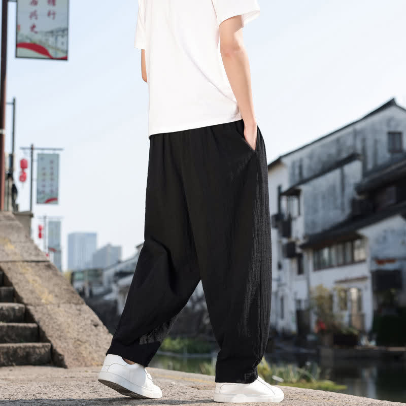 Buddha Stones Pantaloni lunghi da uomo a gamba dritta, stile retrò, casual, per primavera/autunno, con tasche. - image 15