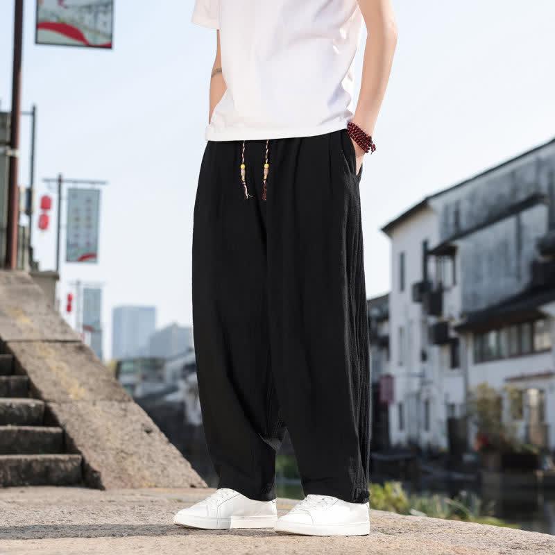 Buddha Stones Pantaloni lunghi da uomo a gamba dritta, stile retrò, casual, per primavera/autunno, con tasche. - image 13