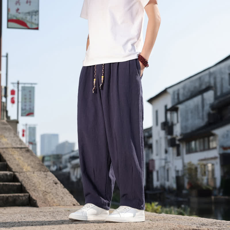 Buddha Stones Pantaloni lunghi da uomo a gamba dritta, stile retrò, casual, per primavera/autunno, con tasche. - image 21