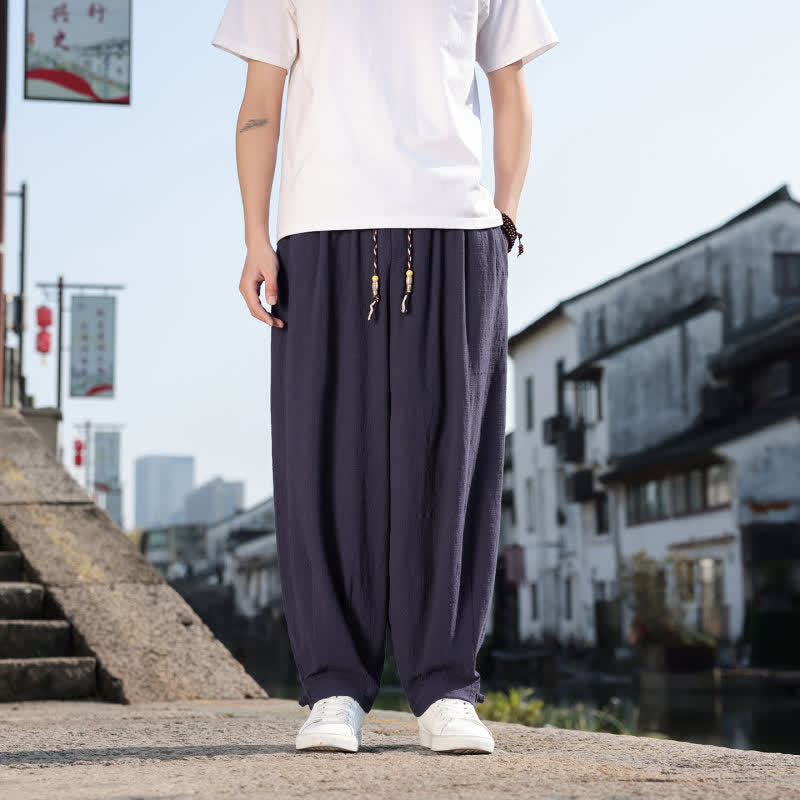 Buddha Stones Pantaloni lunghi da uomo a gamba dritta, stile retrò, casual, per primavera/autunno, con tasche. - Marina - US/UK/AU46, EU56 (5XL) - image 19