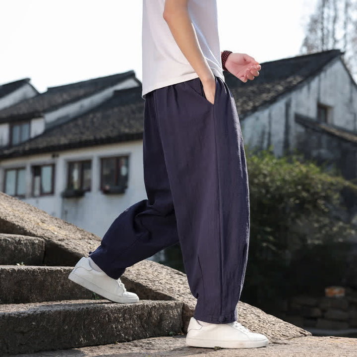 Buddha Stones Pantaloni lunghi da uomo a gamba dritta, stile retrò, casual, per primavera/autunno, con tasche. - image 22