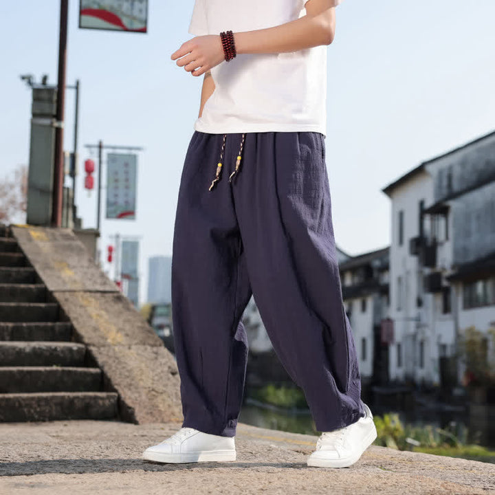 Buddha Stones Pantaloni lunghi da uomo a gamba dritta, stile retrò, casual, per primavera/autunno, con tasche. - image 24