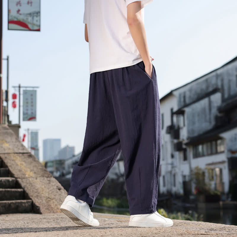 Buddha Stones Pantaloni lunghi da uomo a gamba dritta, stile retrò, casual, per primavera/autunno, con tasche. - image 23