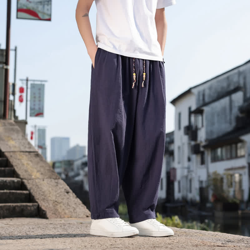 Buddha Stones Pantaloni lunghi da uomo a gamba dritta, stile retrò, casual, per primavera/autunno, con tasche. - image 20