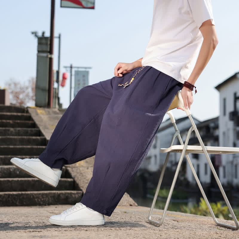 Buddha Stones Pantaloni lunghi da uomo a gamba dritta, stile retrò, casual, per primavera/autunno, con tasche. - image 26