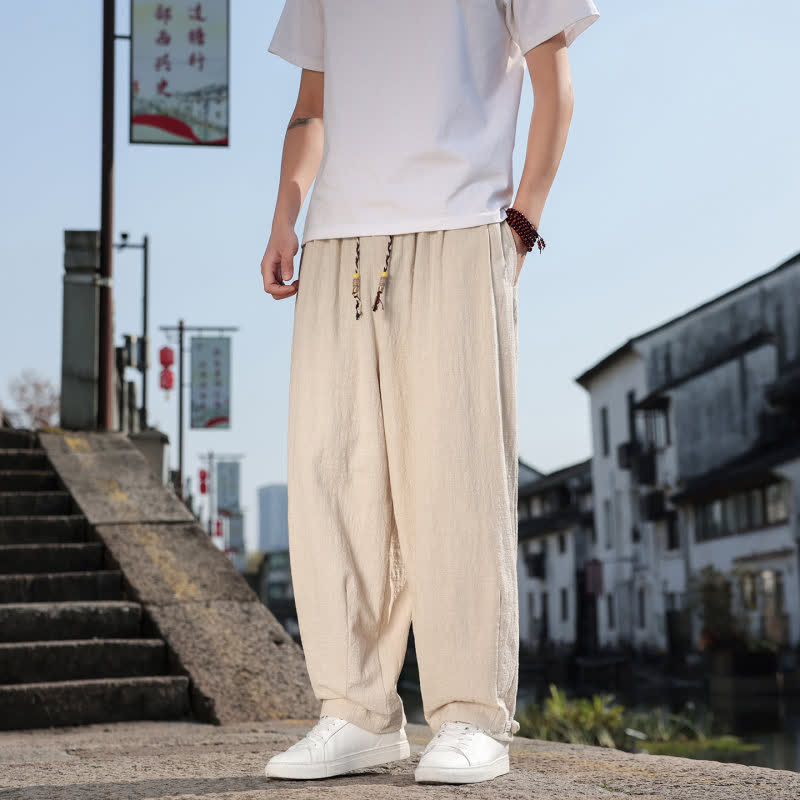 Buddha Stones Pantaloni lunghi da uomo a gamba dritta, stile retrò, casual, per primavera/autunno, con tasche. - image 29