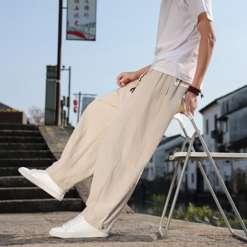 Buddha Stones Pantaloni lunghi da uomo a gamba dritta, stile retrò, casual, per primavera/autunno, con tasche. - image 33
