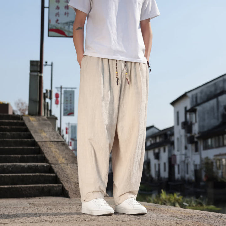 Buddha Stones Pantaloni lunghi da uomo a gamba dritta, stile retrò, casual, per primavera/autunno, con tasche. - image 31