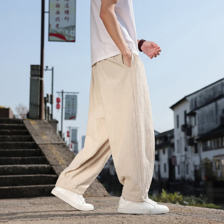 Buddha Stones Pantaloni lunghi da uomo a gamba dritta, stile retrò, casual, per primavera/autunno, con tasche. - image 30